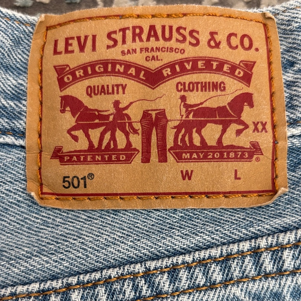 Levi’s 501 High Rise Distressed Cutoff Denim Light Wash Shorts Size 29 - Picture 5 of 14